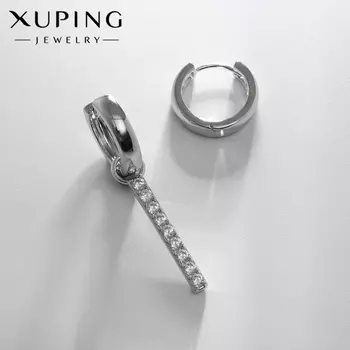 Серьги со стразами XUPING с подвеской, белые в серебре