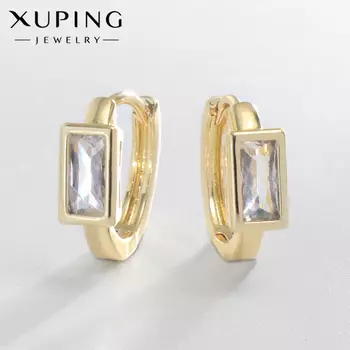 Серьги со стразами XUPING внутренний контур, белые в золоте