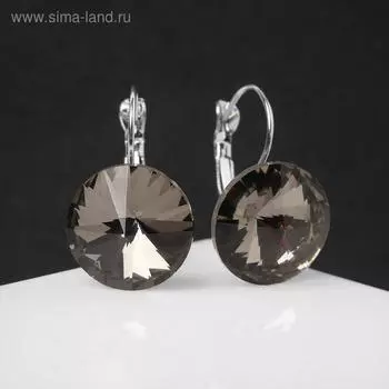 Серьги со стразами «Яркая классика», серые в серебре, d=1.6 см