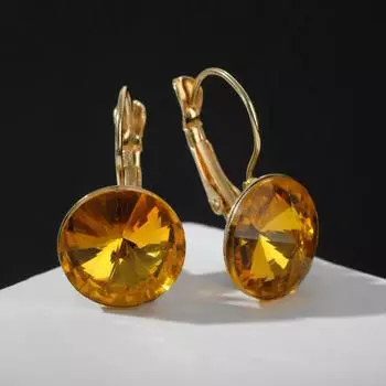 Серьги со стразами "Яркая классика", цвет золото, d=1,4 см