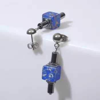 Серьги "Туркенит" палочки, цвет синий