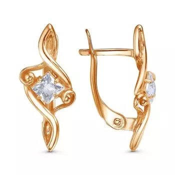 Серьги "Уединение", розовое золочение, цвет белый