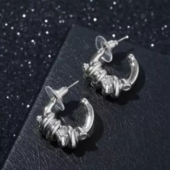 Серьги «Узел» морской, цвет серебро