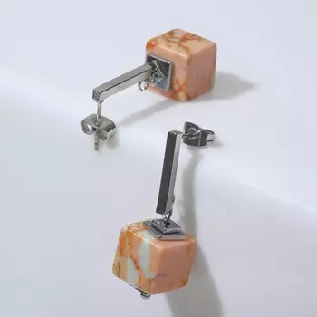 Серьги "Варисцит" кубики, цвет розовый