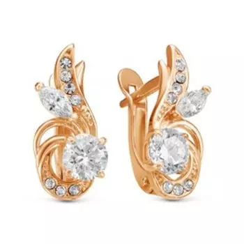 Серьги "Возрождение", розовое золочение, цвет белый