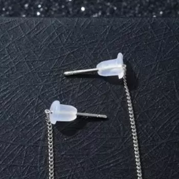 Серьги висячие "Цепочки" бабочки, цвет серебро