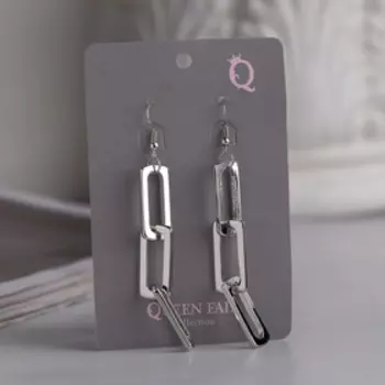 Серьги висячие "Домино", цвет серебро