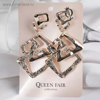 Серьги висячие "Элита", цвет золото