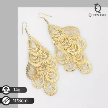 Серьги висячие «Капли», цвет золото, 11 см