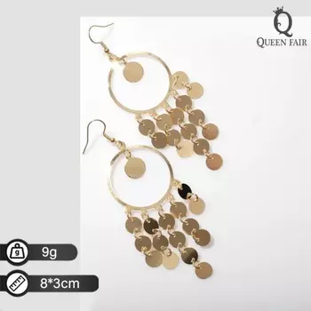 Серьги висячие «Круги» на кольцах, цвет золото, 8 см