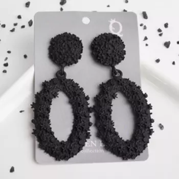 Серьги висячие "Рифы", цвет чёрный