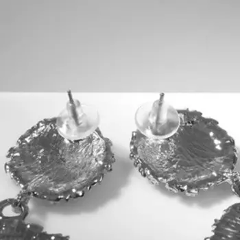 Серьги висячие "Рифы" овальные, цвет серебро