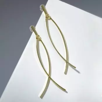 Серьги висячие "Рыбка", цвет золото