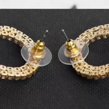 Серьги висячие со стразами "Грация" круг, цвет белый в золоте