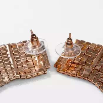 Серьги висячие со стразами "Водопад" градиент, мягкий квадрат, цвет серо-золотой в золоте