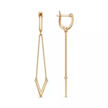 Серьги висячие «Виктори», розовое золочение