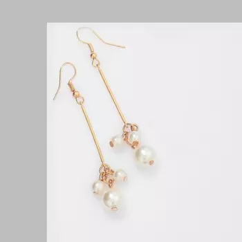 Серьги висячие «Жемчуг» трио, d=6, d=10, цвет белый в золоте