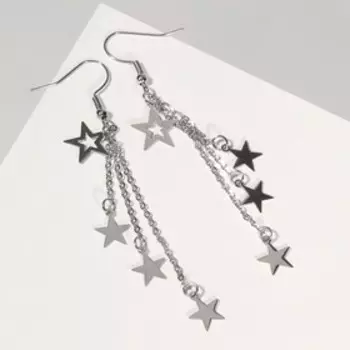 Серьги висячие «Звёздный дождь», цвет серебро