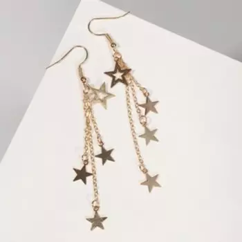Серьги висячие «Звёздный дождь», цвет золото, 8,5 см