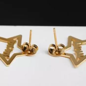 Серьги висячие "Звёзды" двойные, цвет золото