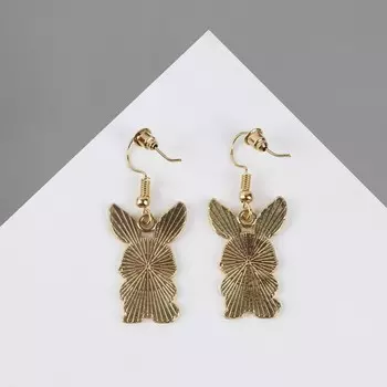 Серьги с эмалью «Зайчики» скелеты, рентген, цветные в золоте