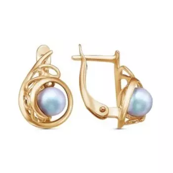 Серьги "Жемчуг" меланхолия, розовое золочение, цвет синий