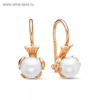 Серьги "Жемчужинка" в оправе, позолота