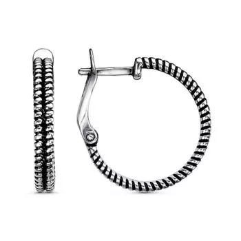 Серьги «Жгут», посеребрение с оксидированием