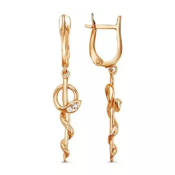 Серьги "Змеи", розовое золочение