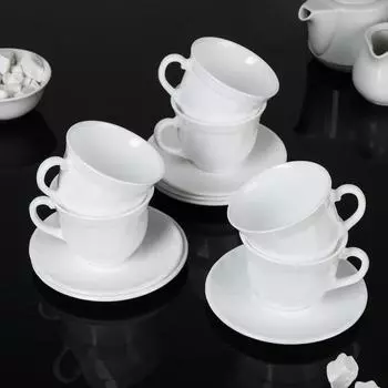 Сервиз чайный Luminarc Trianon, 220 мл, стеклокерамика, 6 персон, цвет белый