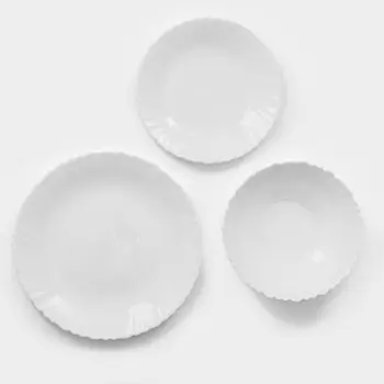 Сервиз столовый «Дива», 18 предметов: 6 тарелок d=17,5 см, d=23 см, d=16,5 см, стеклокерамика, цвет белый