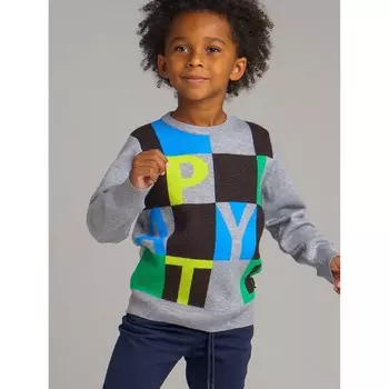 Серый джемпер с принтом для мальчика, рост 98 см