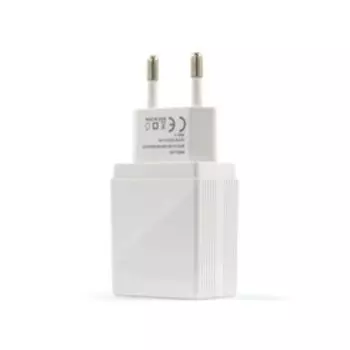 Сетевое зарядное устройство BYZ U20 EU, 2хUSB, 2.4 А, кабель Lightning, 1 м, белое