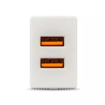 Сетевое зарядное устройство BYZ U20 EU, 2хUSB, 2.4 А, кабель Type-C, 1 м, белое