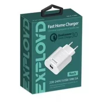 Сетевое зарядное устройство Exployd EX-Z-1366, USB, 3 А, 18 Вт, быстрая зарядка, белое