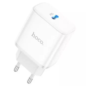 Сетевое зарядное устройство Hoco C104A, 1 Type-C, 20 Вт, PD + QC, белое