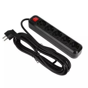 Сетевой фильтр 5bites SP5B-350 5S, 5 розеток, 5 м, 16 А, 3х1.5 мм2, с выкл., черный
