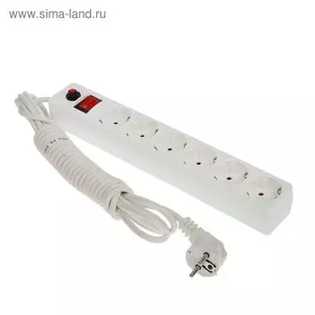 Сетевой фильтр UNIVersal 967U-3005, 6 розеток, 5 м, 10 А, ПВС 3x0.75, белый