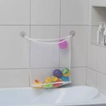 Сетка для игрушек и мелочей на присосках, 37×15×35 см, цвет белый