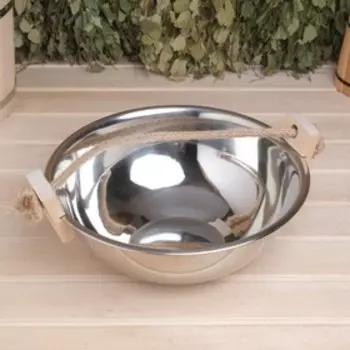 Шайка 9 л, нержавеющая сталь, ручка-канат