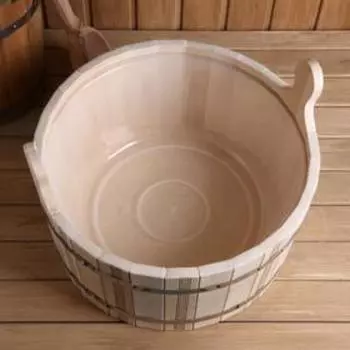 Шайка из липы, 15 л, круглая, двуручная, пластиковая вставка (Рисунок 3)