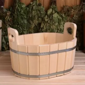 Шайка - таз для бани и сауны, 15 л, деревянная, нержавеющий обруч, «Добропаровъ»