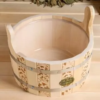 Шайка из липы, 6 л, круглая, двуручная, пластиковая вставка (Рисунок 9)