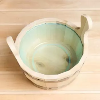 Шайка из липы, 3 л, круглая, пластиковая вставка