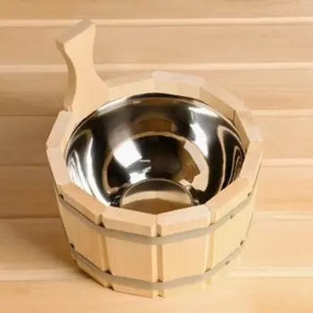 Шайка - ушат для бани и сауны, 3 л, липа, нержавеющая вставка, «Добропаровъ»