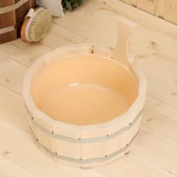 Шайка - ушат для бани и сауны, 4 л, деревянная, пластиковая вставка, «Добропаровъ»