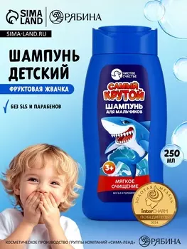 Шампунь детский для мальчиков «Самый крутой», мягкое очищение, 250 мл, Чистое счастье