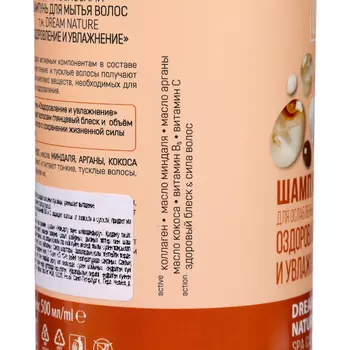 Шампунь для волос DREAM NATURE оздоровление и увлажнение, 500 мл