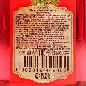 Шампунь для волос "Пусть мечты сбываются!" клюква/черника 300 мл