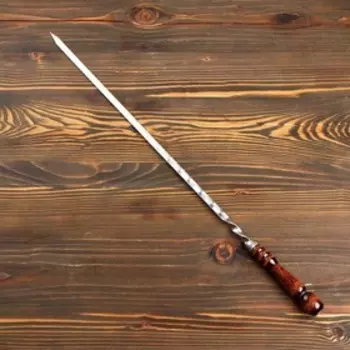 Шампур узбекский с деревянной ручкой, рабочая длина - 50 см, ширина - 12 мм, толщина - 2.5 мм